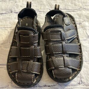 HEALTHTEX TODDLER BOYS SIZE 8 BROWN WITH STITCHING FISHERMAN SANDALS